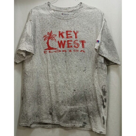Champion Key West Florida Gray Paint Splatter S/S T-Shirt Men's Size XL LNC - Picture 1 of 6